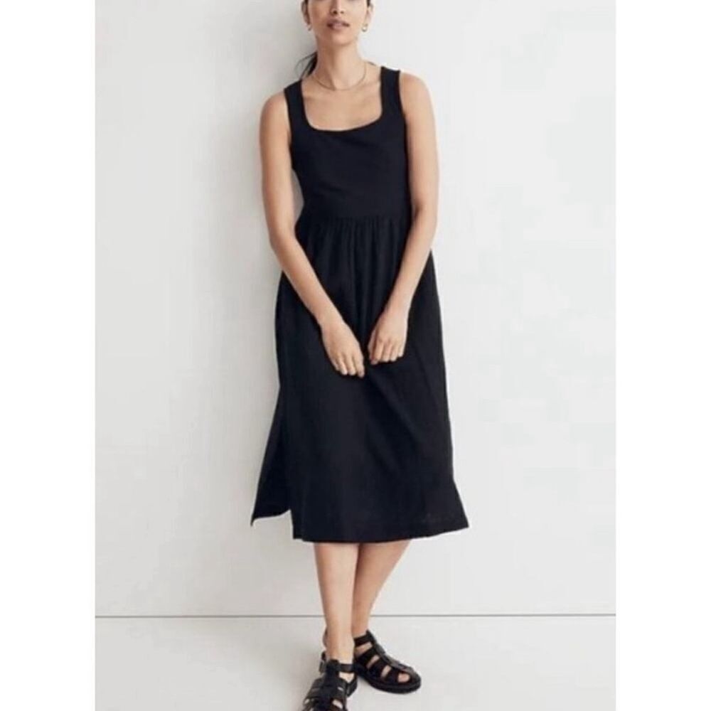 Madewell Black Gauzy Midi Dress Size M NWT